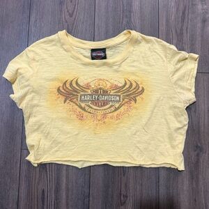 Harley Davidson Boise Idaho Yellow Cropped Graphic Baby Tee XL